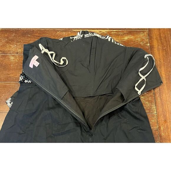 Lilly Pulitzer Crystal Black Toile Lining Strapless Beaded Waist Dress - Picture 7 of 9